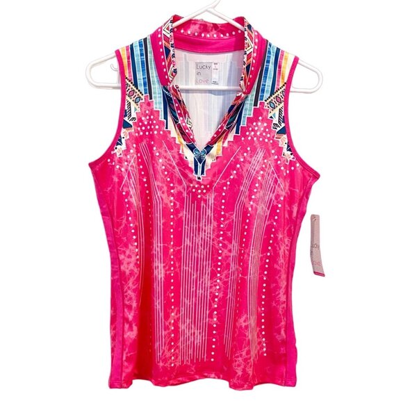 Lucky In Love Vaportex Sleeveless V-Neck Size Large NEW! - Picture 1 of 8